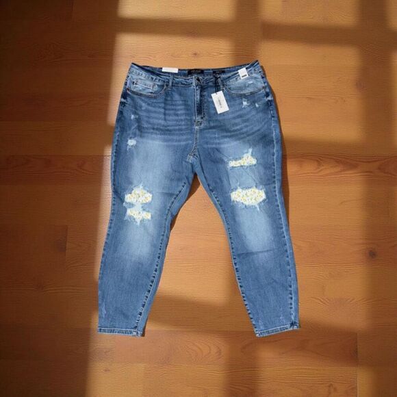 NWT Plus Size Judy Blue High Waist Lemon Patch Skinny Fit Jeans Size 22W #206 - Picture 1 of 14